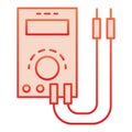 Digital multimeter flat icon. Electricity tester red icons in trendy flat style. Voltmeter gradient style design