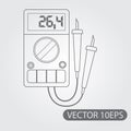 Digital multimeter icon black and white outline drawing