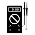 Digital multimeter for measuring electrical indicators AC DC voltage amperage ohmmeter power with probes icon black color vector
