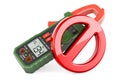 Digital multimeter with prohibition sign. 3D rendering Royalty Free Stock Photo