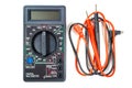 Digital multimeter with red and black probes isolated on white background Royalty Free Stock Photo