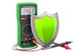 Digital multimeter with shield, 3D rendering Royalty Free Stock Photo