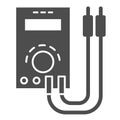 Digital multimeter solid icon. Electricity tester vector illustration isolated on white. Voltmeter glyph style design