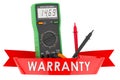 Digital multimeter warranty concept. 3D rendering Royalty Free Stock Photo
