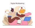 Digital multitasking. Effective and competent office worker media