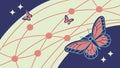 Digital Nature and Connectivity, Butterfly on Network Path, vector design Generative AI Royalty Free Stock Photo