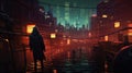 A Digital Neon Cyberpunk City, Futuristic City, Concept Representing Hidden Dangers of the Internet, Generative AI