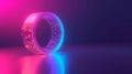 Digital neon ring with binary code and futuristic glow Royalty Free Stock Photo