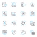 Digital nerking linear icons set. Nerking, Connectivity, Online, Collaboration, Socializing, Webinars, Communities line