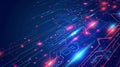 digital network background with glowing dots and connections in blue and pink colors, data, network nodes and technology Royalty Free Stock Photo