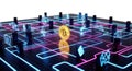 Digital network with bitcoin symbol and glowing circuits Royalty Free Stock Photo