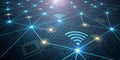 Digital Network Circuit Board Wifi Connectivity, IoT, Network Security IoT, Cybersecurity Royalty Free Stock Photo