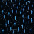 Digital network of connected figures in abstract representation