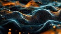 Digital network connecting data particles forming abstract wave structure Royalty Free Stock Photo