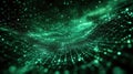 Digital network connecting data points in abstract green grid Royalty Free Stock Photo