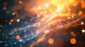Digital network connecting data points in abstract light flow Royalty Free Stock Photo