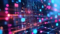Digital network connecting data streams in abstract technology grid Royalty Free Stock Photo