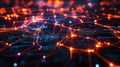 Digital network connecting points forming abstract data streams Royalty Free Stock Photo