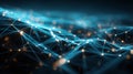 Digital network connection featuring glowing nodes and blue lines that convey a sense of futuristic technology and Royalty Free Stock Photo