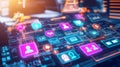 Digital network connections, data flow, future tech.  Use tech presentations Royalty Free Stock Photo