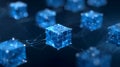 Digital Network Cubes: Blockchain & AI Concept Royalty Free Stock Photo
