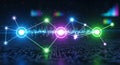 Digital Network & Data Flow: Abstract Tech Background with Glowing Connections Royalty Free Stock Photo