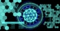 Digital network and data visualization image over futuristic interface with hexagonal patterns Royalty Free Stock Photo