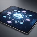 Digital network data visualization on tablet screen Royalty Free Stock Photo