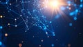 a digital network dominates the image, featuring interconnected points and lines in a complex, web like structure Royalty Free Stock Photo