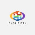 Digital network eye logo icon vector template Royalty Free Stock Photo