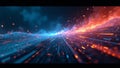 Dynamic streams of light in blue and red create an abstract data visualization Royalty Free Stock Photo