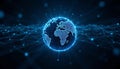 Digital network forming a globe, symbolizing global communication, networking, connectivity and data flow, Generated AI Royalty Free Stock Photo