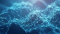 Digital Network of Glowing Blue Nodes and Lines Connecting in a3D Abstract Landscape Keywords: abstract, network, digital, Royalty Free Stock Photo