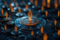 Digital network with glowing human icons representing data exchange