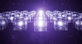 Abstract Digital Network Cubes in Futuristic Purple Space Royalty Free Stock Photo