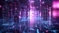 Digital network grid creating abstract data hallway Royalty Free Stock Photo