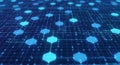 Digital network grid with glowing blue hexagonal connections Royalty Free Stock Photo