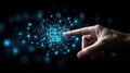 Digital Network, Hand Touching Data, Tech Concept Royalty Free Stock Photo