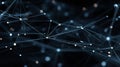 Abstract digital network illustration with glowing nodes and interconnected lines on dark background Royalty Free Stock Photo
