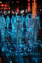 Digital Network of Interconnected Human Figures, Representing Futuristic Technology and Innovation.
