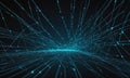 digital network interconnected lines and dots, with gradient blue and green colors, creating sense depth and