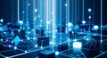 Digital network of interconnected nodes and data pathways in futuristic design Royalty Free Stock Photo