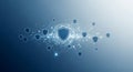 Digital network of interconnected shields and glowing particles on a gradient blue background Royalty Free Stock Photo