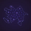 Digital network map of Azerbaijan. Abstract connect line and dot