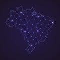 Digital network map of Brazil. Abstract connect line and dot Royalty Free Stock Photo