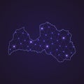 Digital network map of Latvia. Abstract connect line and dot