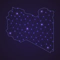 Digital network map of Libya. Abstract connect line and dot