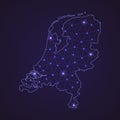 Digital network map of Netherlands. Abstract connect line and do