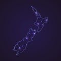 Digital network map of New Zealand. Abstract connect line and do