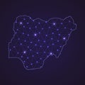 Digital network map of Nigeria. Abstract connect line and dot